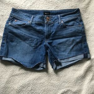 Hudson Croxley Mid Thigh Jean Shorts Cuffed Blue Denim Women Size 30